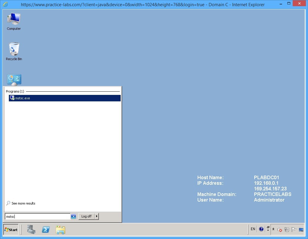 Practice Labs screenshot.